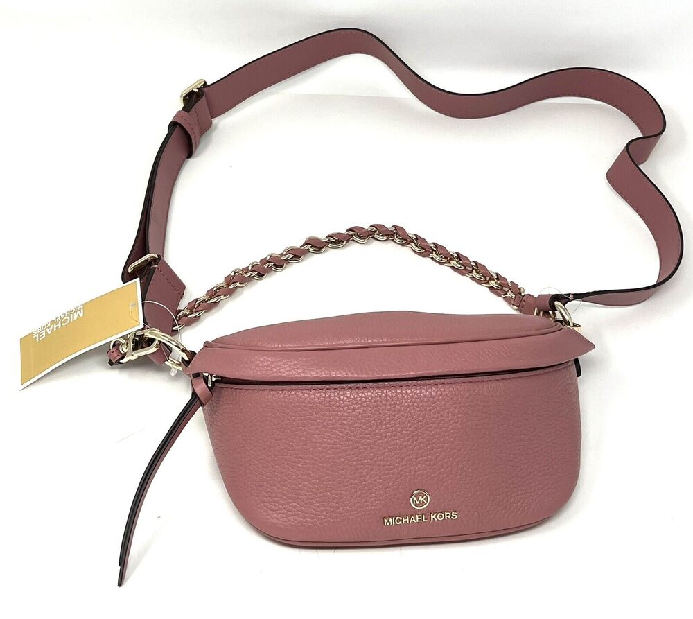 Michael Kors Slater Extra Small Pebbled Leather Sling Fanny Pack Rose Pink XS